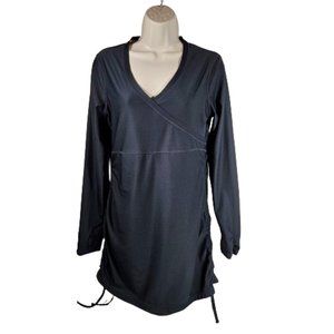 Athleta Black Athleisure Long Sleeve Dress Women's Size Small V-neck Poly blend